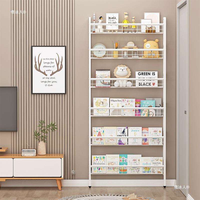 门后多层书架置物架壁挂式储物超薄书柜钢制极窄夹缝收纳柜免打孔