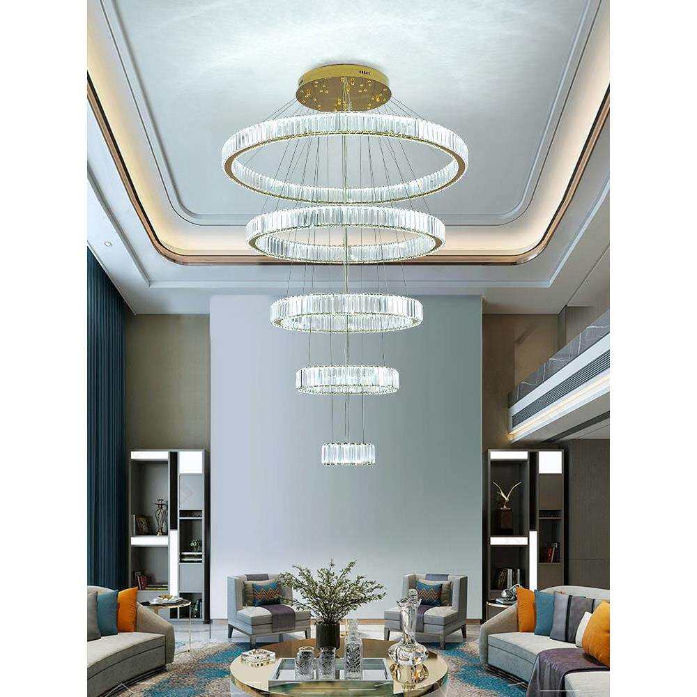 轻奢创意客厅餐厅水晶大吊灯后现代简约高档别墅挑中空复式楼公寓