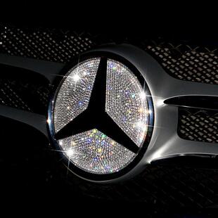 适用于13-18奔驰C级C级E级CLA260E300L改装GLA大前标中网大标钻贴