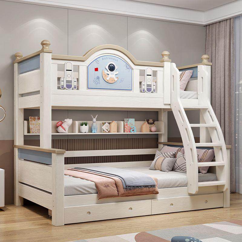 樱桃木上下床双层床实木轻奢两层高低儿童床可分体子母床公主风