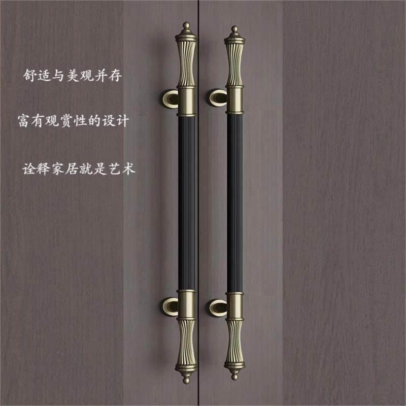 欧式复古大门拉手黑色加厚不锈钢圆管玻璃大门拉手酒店别墅长把手