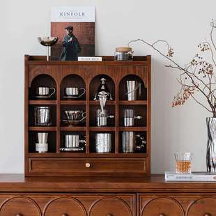 复古实木杯架简约杯子置物架客厅桌面展示架多宝格子架