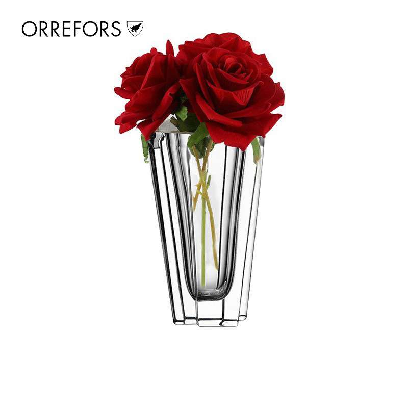 Orrefors 进口水晶玻璃GLACIAL透明花瓶北欧餐桌家居客厅插花摆件