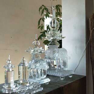 琉璃六牙白象家居招财大象 风水装饰品可装藏水晶舍利塔