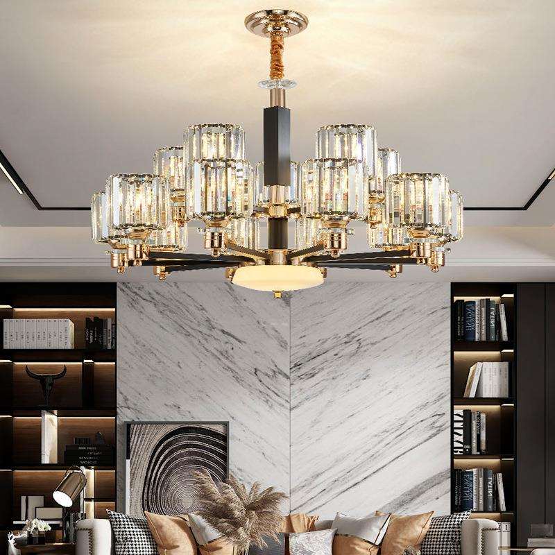 轻奢客厅吊灯现代简约水晶家用餐厅灯大气新中式双层大吊灯复式楼