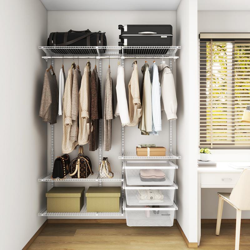 巧精灵卧室金属衣柜小户型砌墙开放式1.5米衣帽架经济型套装组合