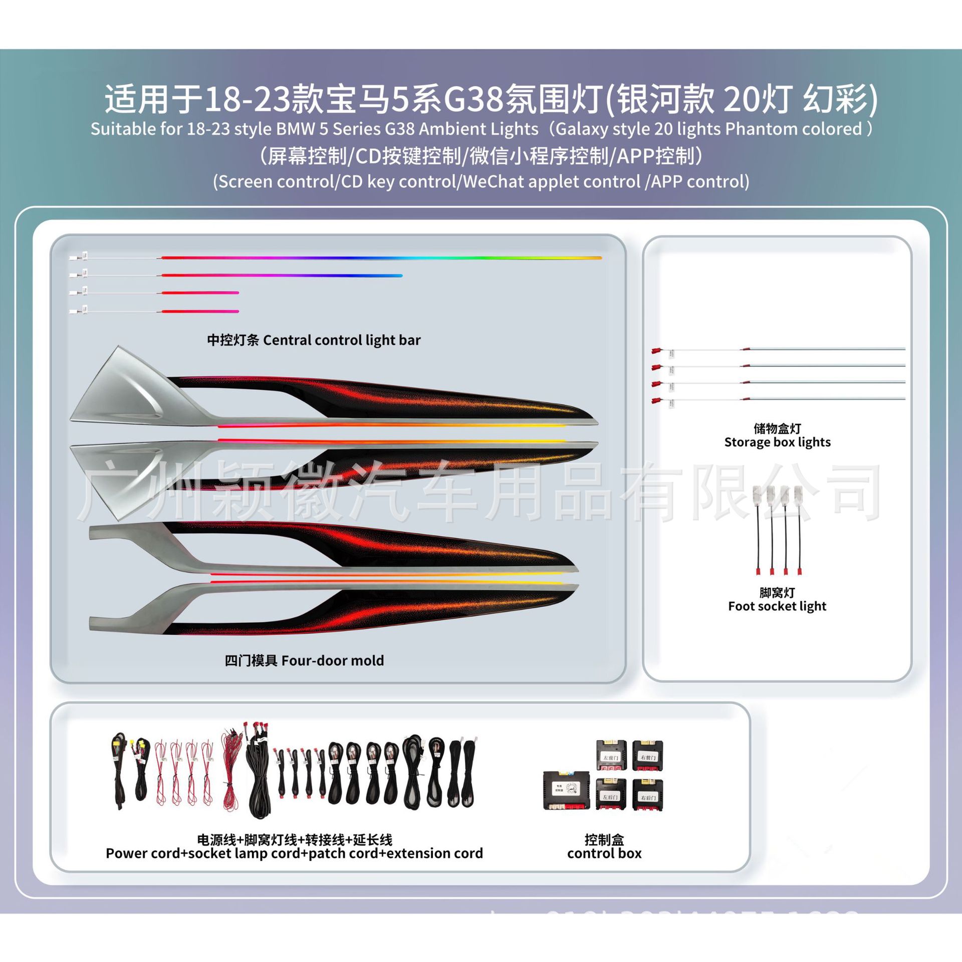 适用于18-23款宝马5系G38银河款气氛围灯主动式动态光影幻彩流光