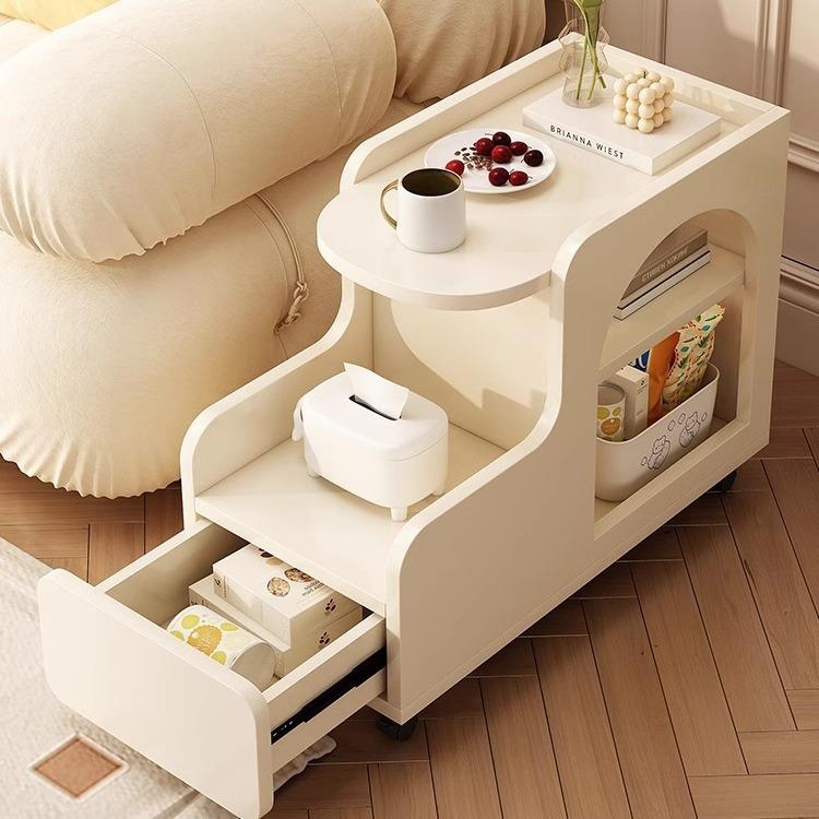 奶油风巴士小边几移动小推车茶几小户型客厅简约现代创意沙发边柜