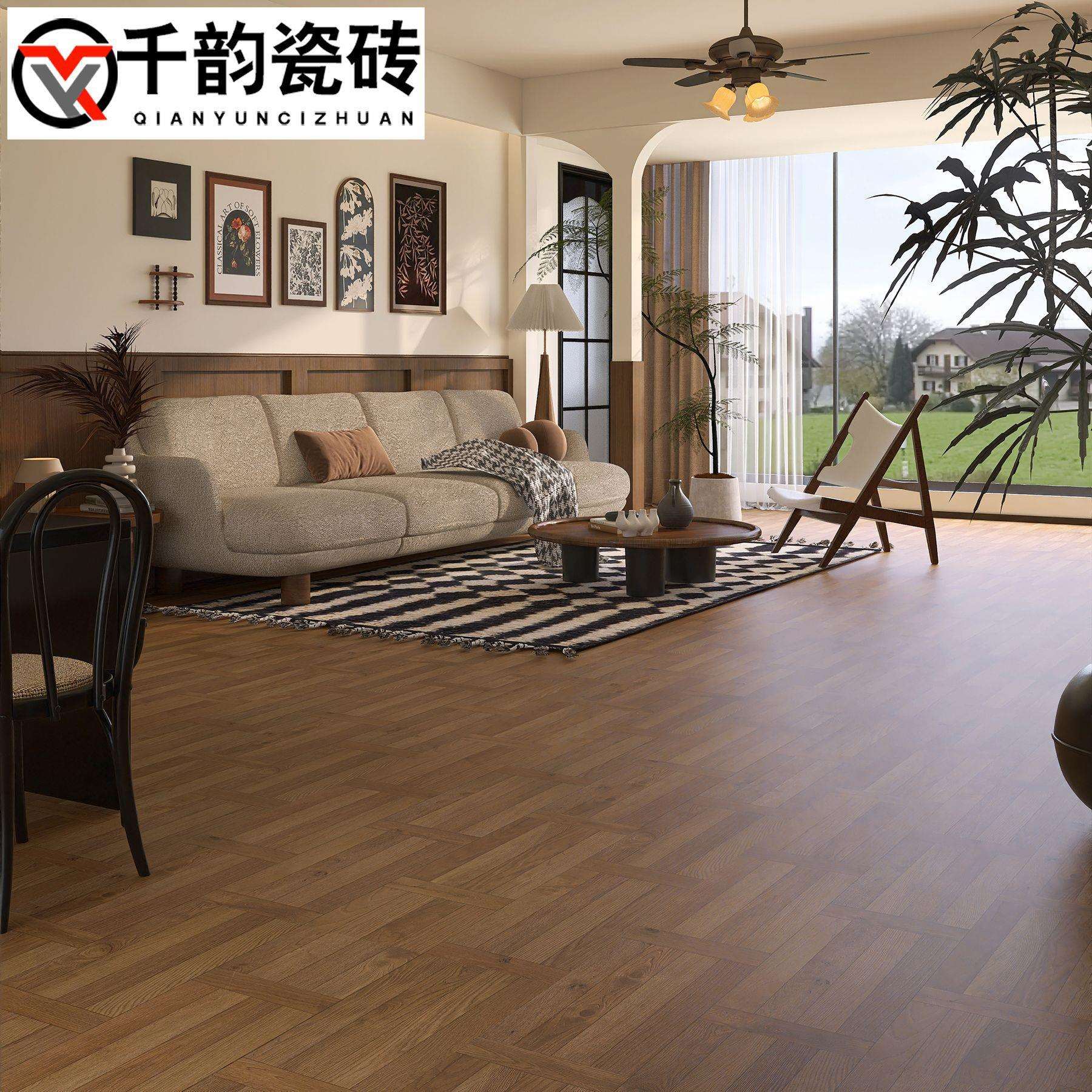 民宿复古木纹砖地砖60x120瓷砖法式客厅仿木纹卧室阳台餐厅地砖砖