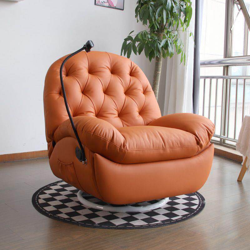 单人电动客厅卧室蛋壳太空座椅小沙发影院懒人沙发椅猫爪皮橙色