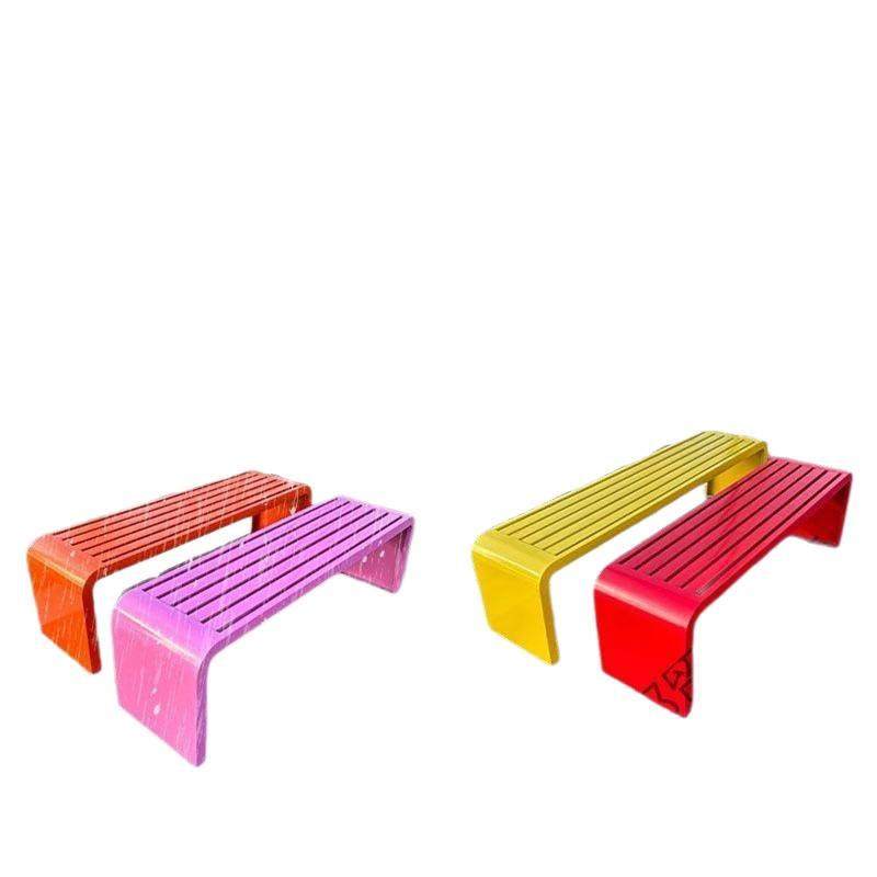 全铁艺长条凳公园椅户外长椅庭院不锈钢休闲靠背座椅商休闲排椅子