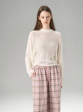 MISS CHANGE 100%天丝防晒简约宽松长袖微透针织衫2026新款上衣