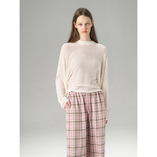 MISS CHANGE 100%天丝防晒简约宽松长袖微透针织衫2026新款上衣