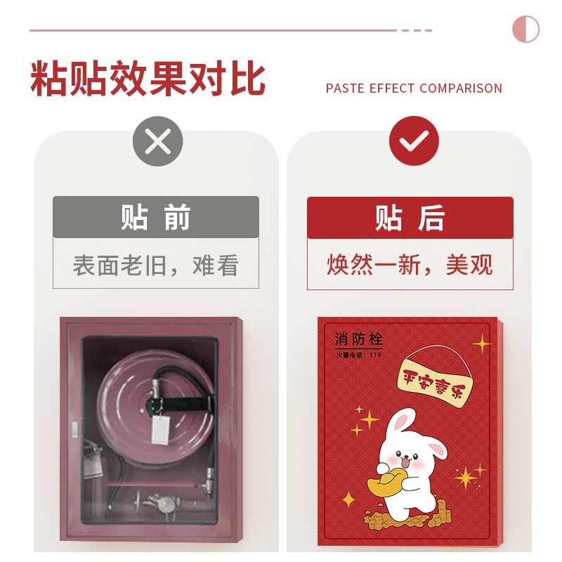 定制卡通消防栓贴纸装饰遮挡门箱面板灭火器电表箱配电柜标识贴画图片