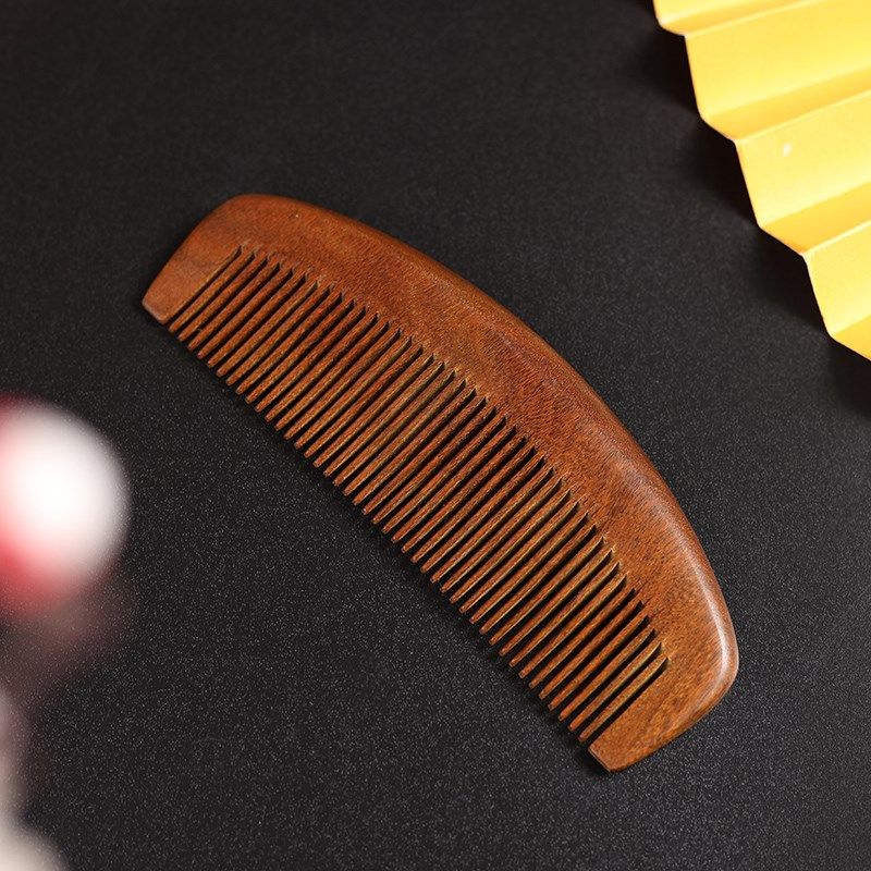 金丝檀木月梳无漆无蜡实用家用檀木梳长发男女梳子卷发梳头大齿