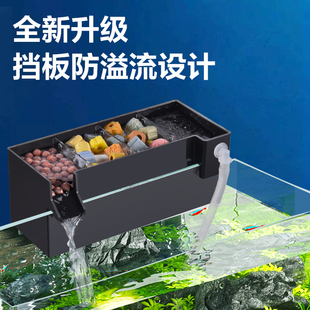 鱼缸过滤器三合一循环水泵乌龟缸过滤盒内置壁挂过滤水上置滴流盒