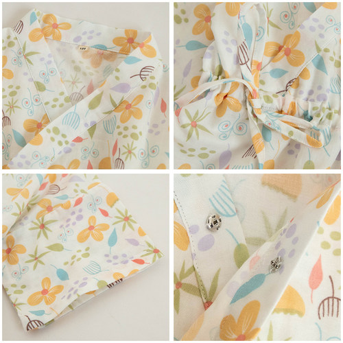 夏季日式和服全棉双层纱布儿童女童短袖睡裙纯棉睡衣薄女孩汉服裙