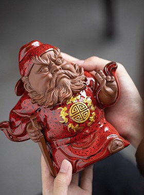 禅意创意摆件钟馗天师家居玄关办公室桌面茶宠中式装饰陶瓷工艺品