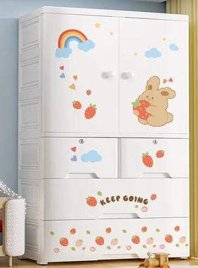 707025纳面宽双开门宝宝衣柜儿童衣物整理柜家用物大号玩具杂储收