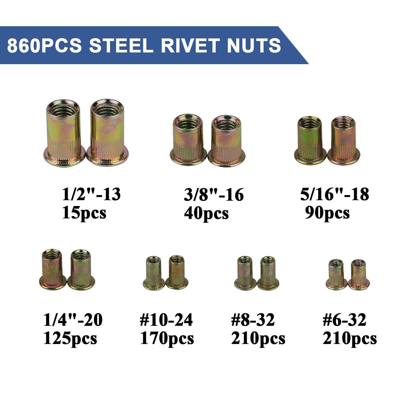 860P14473CS铆螺母套镀外锌平头竖纹紧条固件装内六角英制拉铆螺