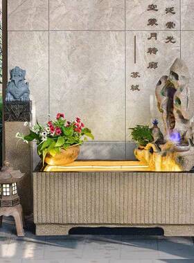 型喷泉流水生庭院财系鱼池阳VEH台造景公司前台玄关假山水大景摆