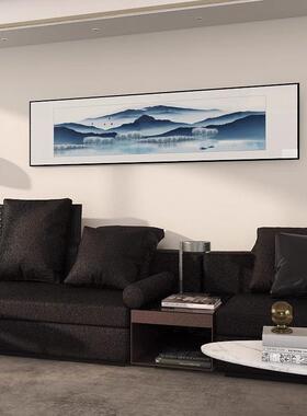 中装山水风景卧ACY室横向饰画新中式式风格水墨挂江南国画床头画