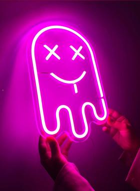 霓虹灯制亚克力板1V酒吧派对脸鬼造型装饰2灯le作CSTd灯