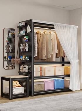 货衣用柜家卧架室出租房宝宝衣物架收纳衣儿童简VLE易组装角钢置