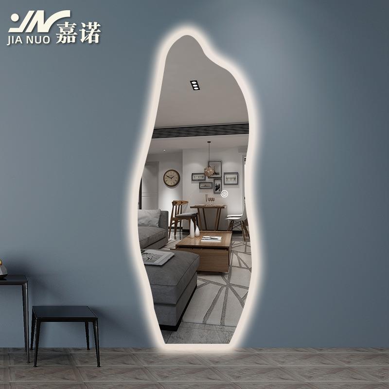 异形全用身镜穿衣镜家落地镜不规异形带灯挂镜JN-046墙则式衣帽间