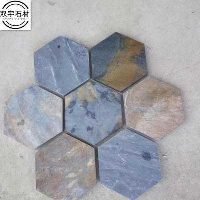 青石板六边形冰裂纹碎拼外墙文化砖庭院地砖铺路石仿古防滑文化石