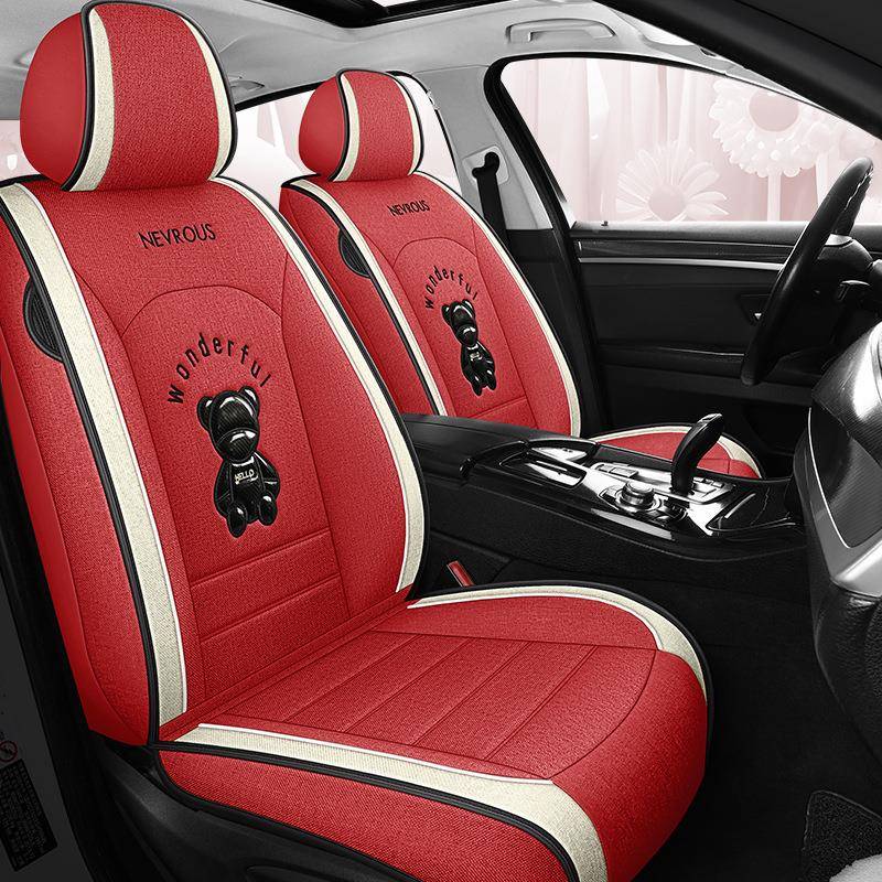 全麻全包用五座汽车坐垫四季吸USS透气麻湿防通滑耐磨通用棉汽车