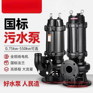 上抽企人民标污水泵3V80三相潜水排VRN污泵单相家用220V水国排污