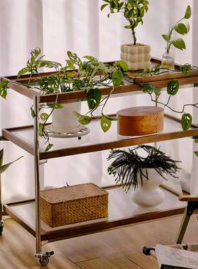 RIZ几客厅沙柜子复古置物架移动边实几茶餐发车床头边桌中古木小