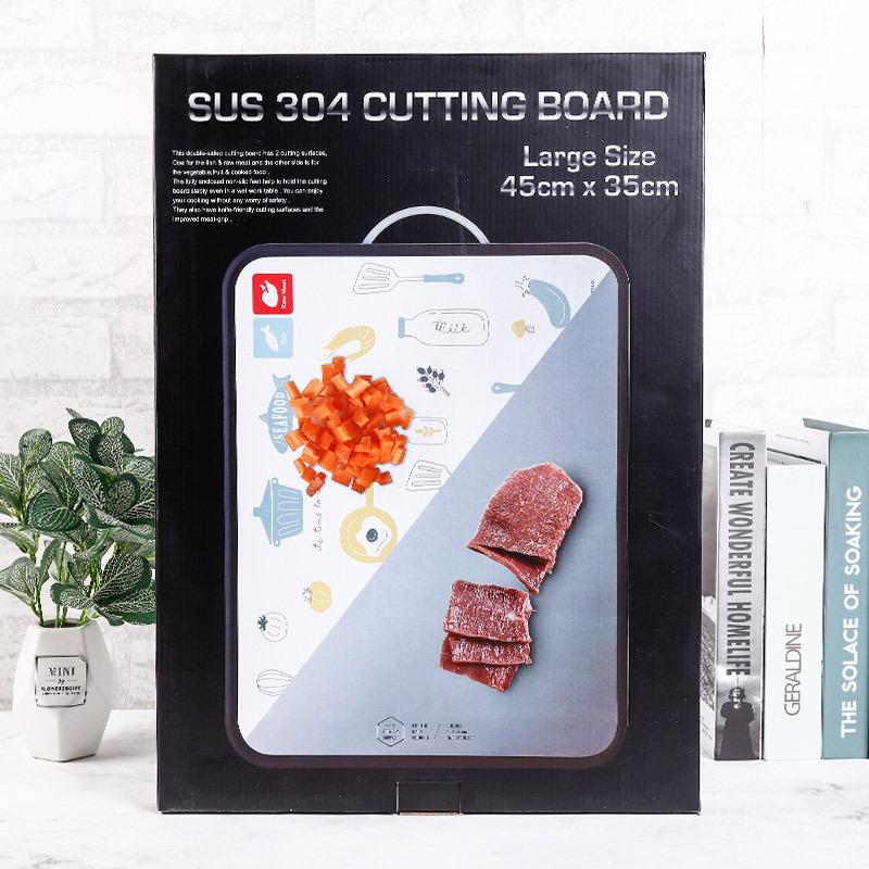 双面不锈菜板家用不锈钢43230砧4分类板两用菜切PP防霉钢板案板