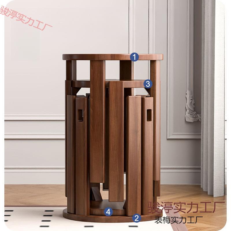 实木多能叠叠乐圆可叠放客厅餐桌组合凳315卧室新中凳茶式几功凳