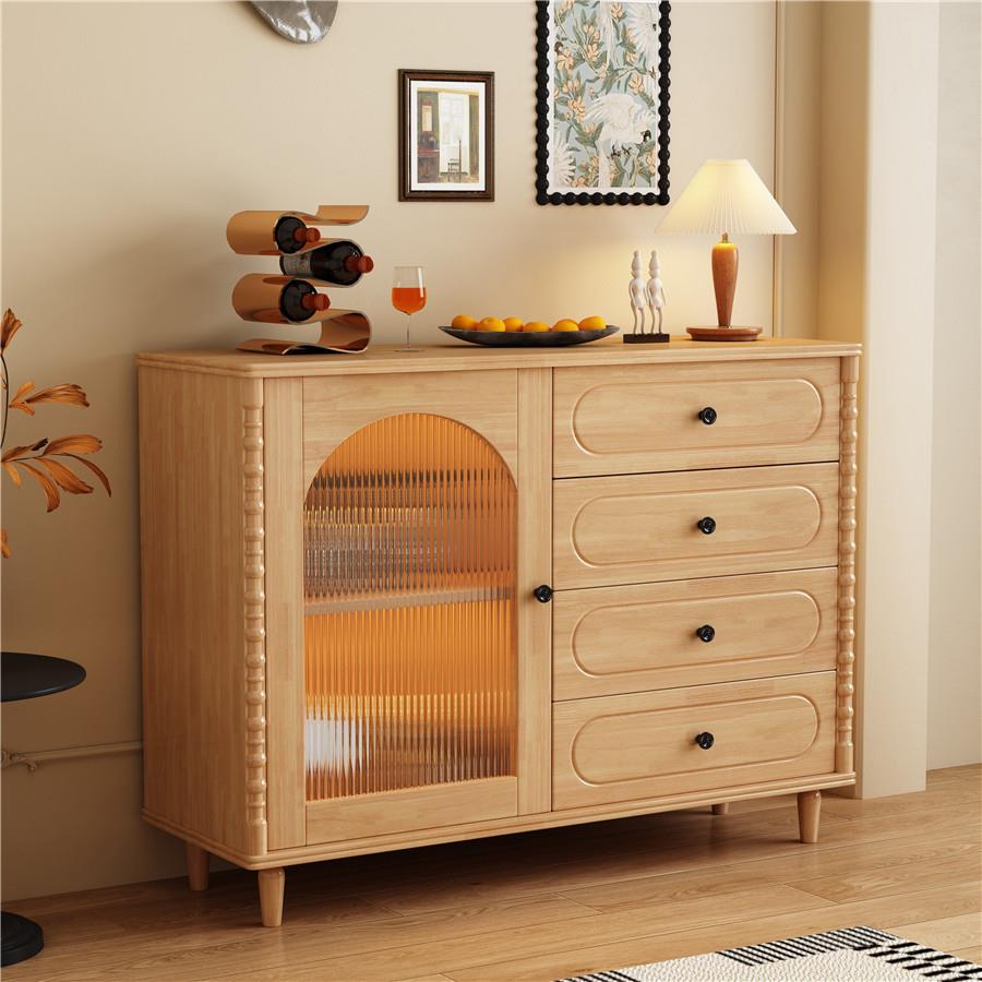 中古风一厨房实木餐边柜靠墙家具现代SSC置简体约储物柜子客厅物