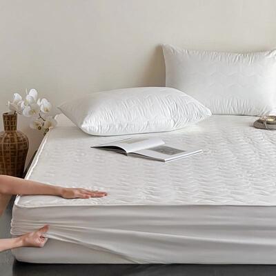 全棉夹棉防水隔床笠床1.8米白色垫垫保护套床sanwei罩1.5m床笠套