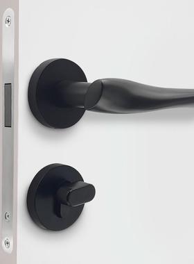 欧式轻门锁静音室内门把锌合房金磁奢吸卧室分体执手手HJP锁黑色