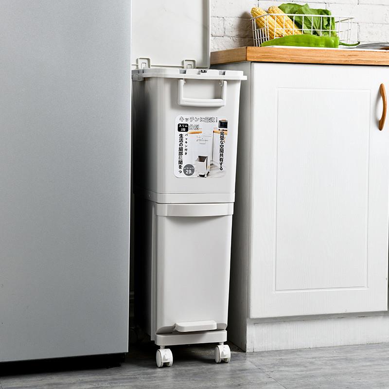 日式类干THN塑湿分离圾桶厂家现货家用双层大号厨房料垃圾垃分垃