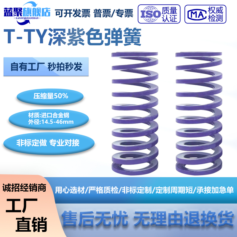 T-TY 深紫色弹簧合金弹簧模具弹簧矩形弹簧扁线弹簧耐热模具弹簧
