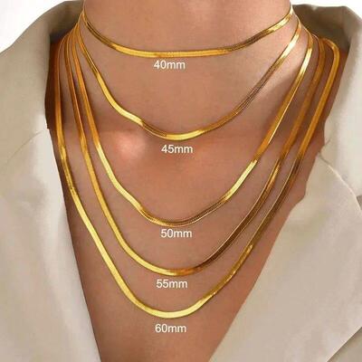 925 sterling silver Gold Snake Chain Necklace for Women Men