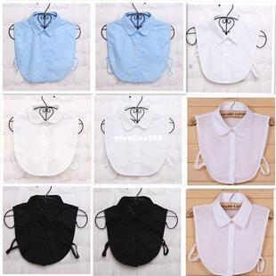 Black blue Shirt Fake White Collar Vintage Detachable Tie