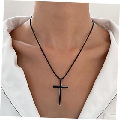 Cross Border Retro Cross Men Women Black Necklace 十字架项链