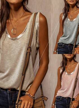 Summer Tie Loose Vest Sleeveless T-shirt fasion欧美背心T恤