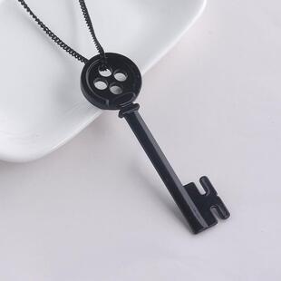 Movie Coraline Black Button Necklace Pendants Ghost Mother