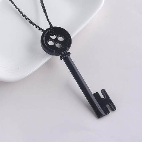 Movie Coraline Black Button Necklace Pendants Ghost Mother