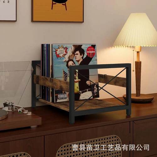简约木质长方形桌面置物架客厅黑胶唱片收纳架学生书籍整理架