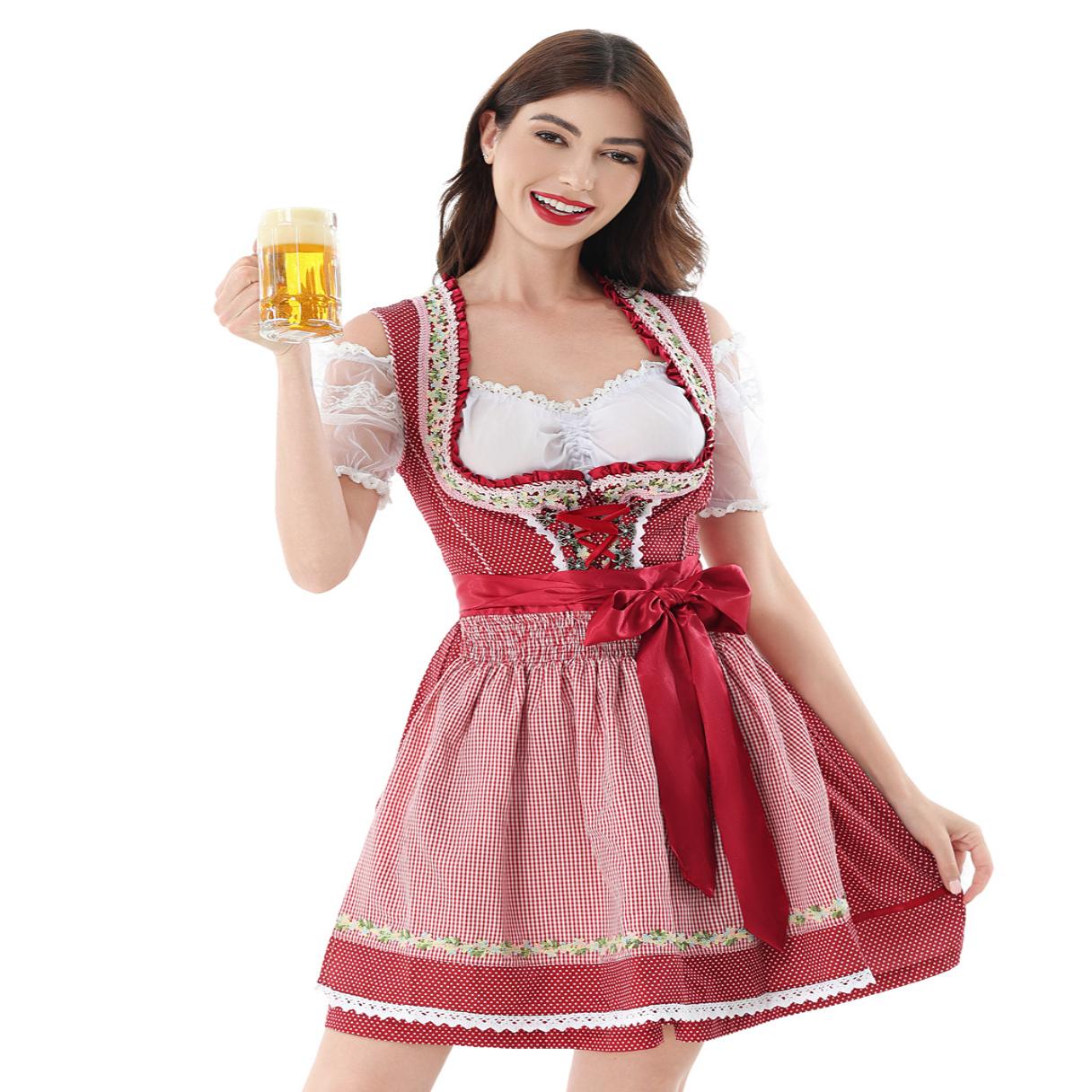 狂欢节女士传统德国啤酒节服装慕尼黑巴伐利亚Dirndl连衣裙表演服