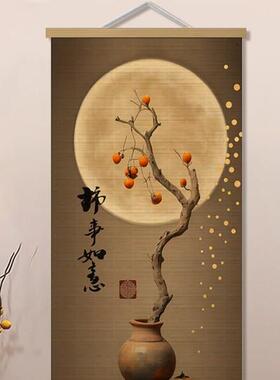 新中90707886竹表帘卷轴挂画客厅入户走廊玄式关墙画画电箱装壁饰