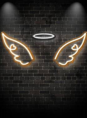爱情Ang膀el翅膀LED霓虹光灯天使翅装饰房间膀标志发翅UDO霓虹灯